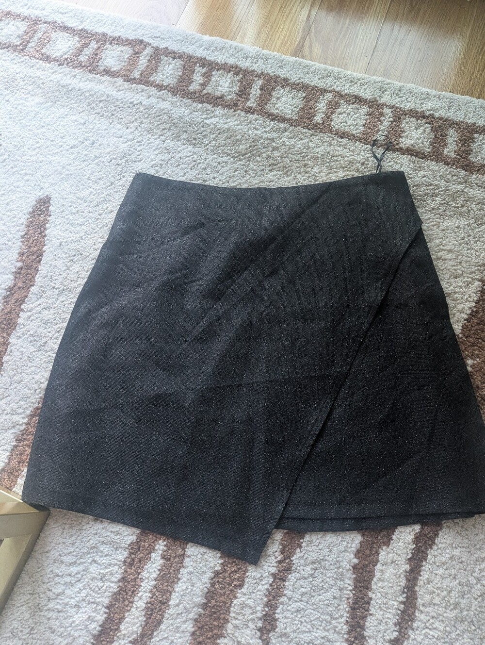 Princess Polly Black Shimmery Wrap-Front Mini Skirt
